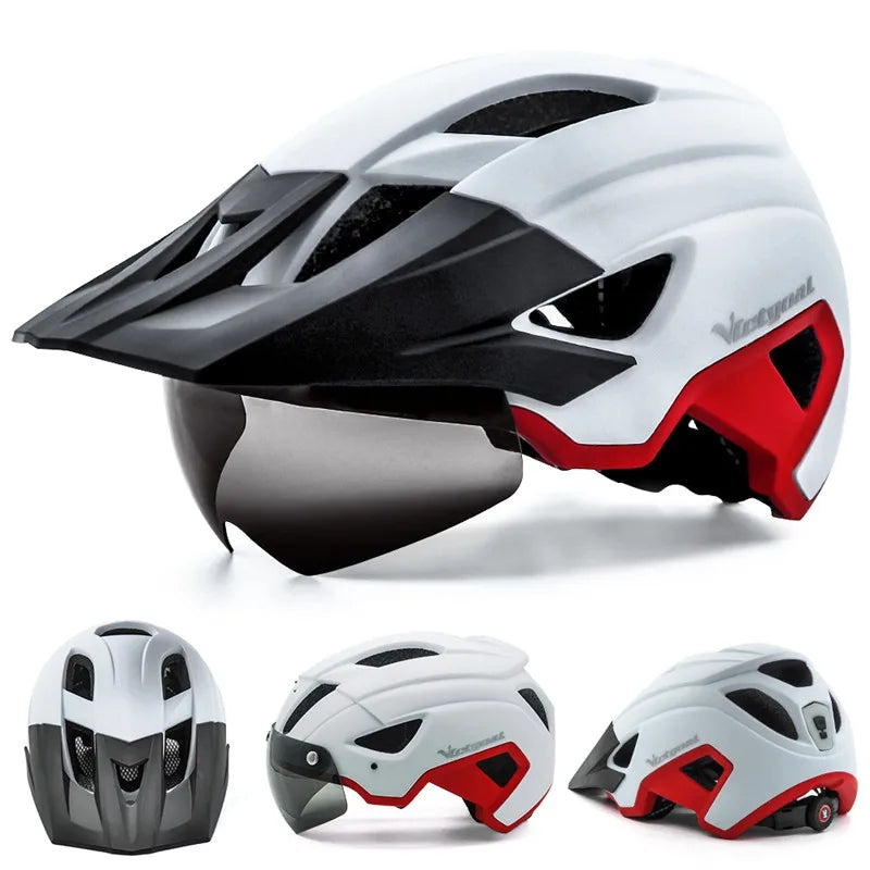 LED Bike Helmet With Sun Goggle Visor