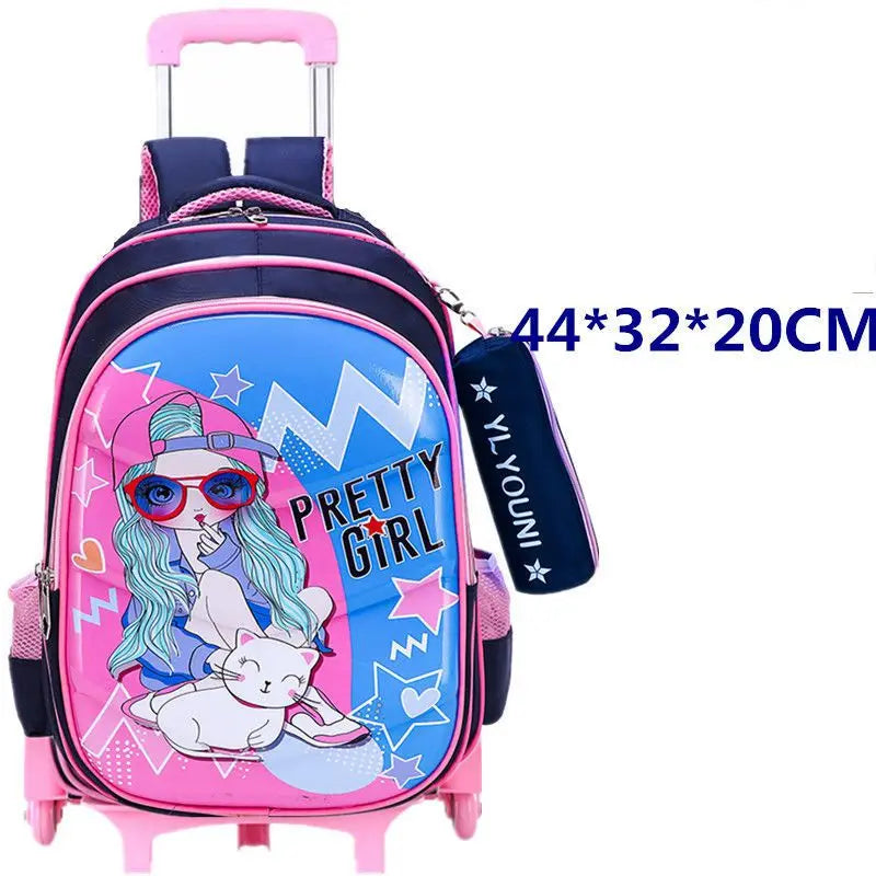 PU School Wheels School Trolley Bag