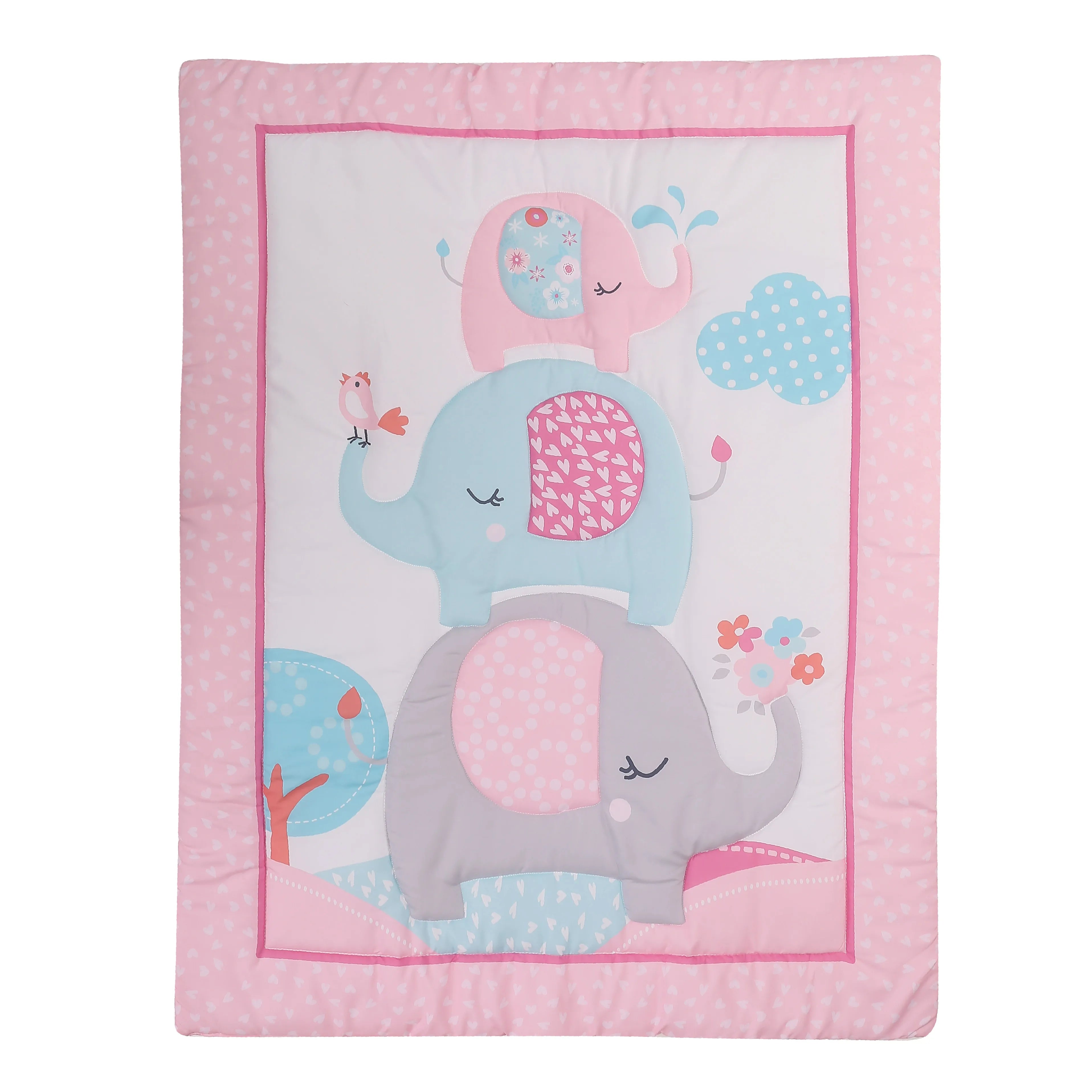 Flower Elephant Girls Bedding Set