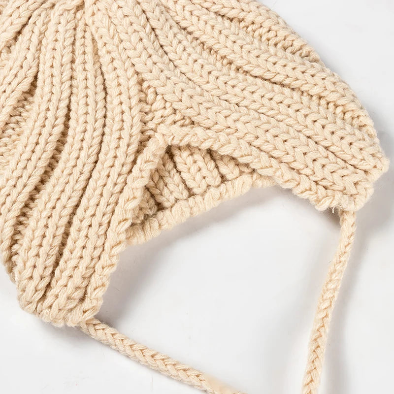 Knitted Winter Baby Bonnet Hat