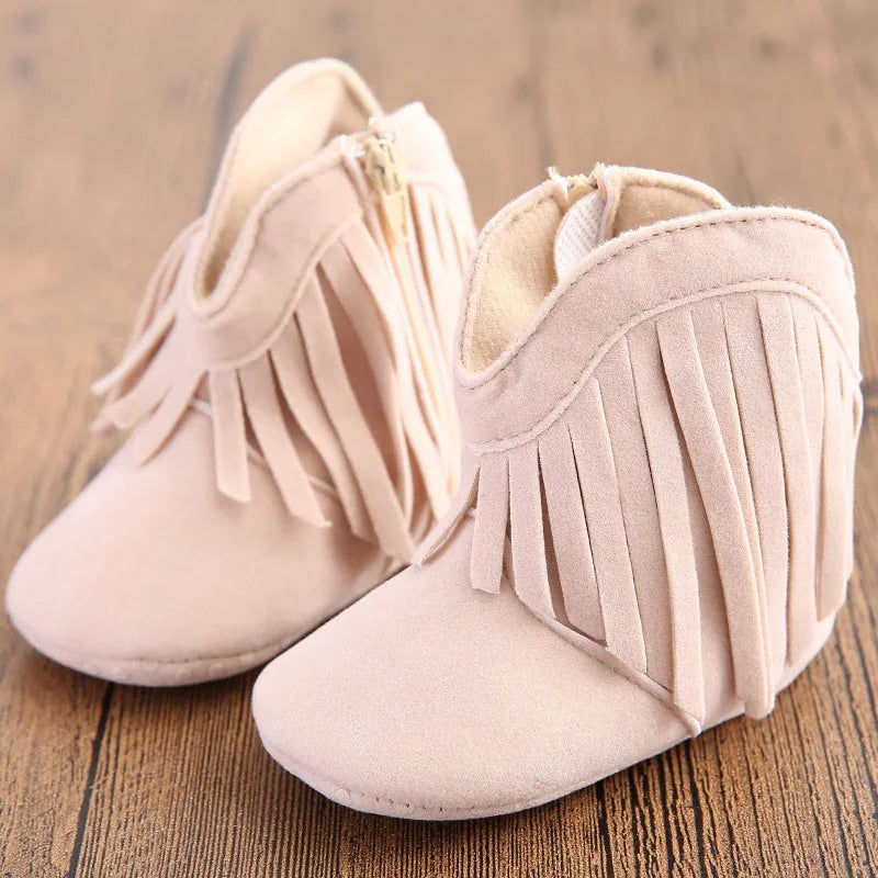 Solid Lace-Up Baby Boots Cross-tied