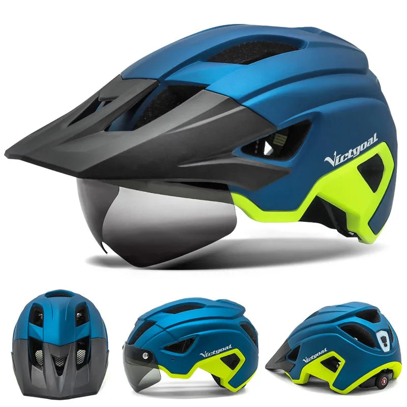 LED Bike Helmet With Sun Goggle Visor