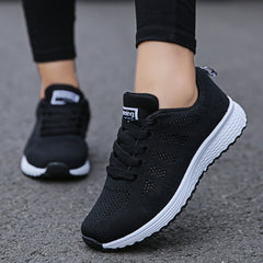 Women's Casual Shoes Fashion Breathable Walking Mesh Flat Shoes Woman White Sneakers Female Tennis