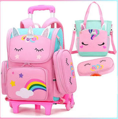 Girls School Trolley Backpack Set