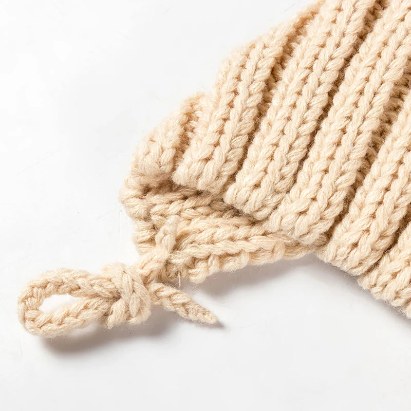 Knitted Winter Baby Bonnet Hat