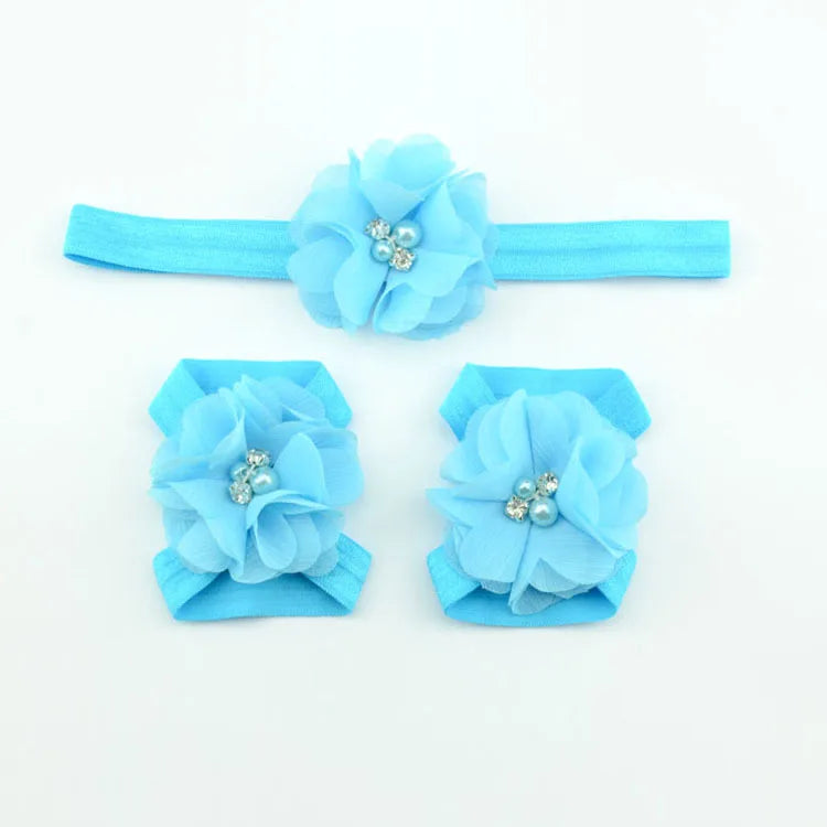 Headband infant rhinestone flowers Sandals & Headband