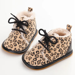 Solid Lace-Up Baby Boots Cross-tied