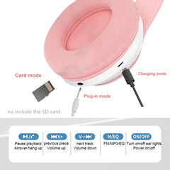 Cute Cat Glowing Headphones Bluetooth