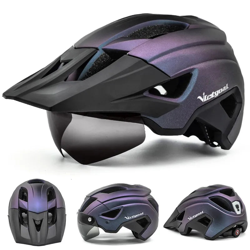 LED Bike Helmet With Sun Goggle Visor