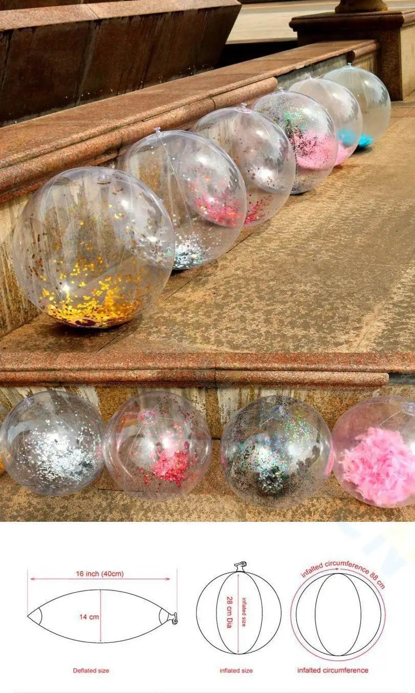 Inflatable Transparent Feather Beach Ball