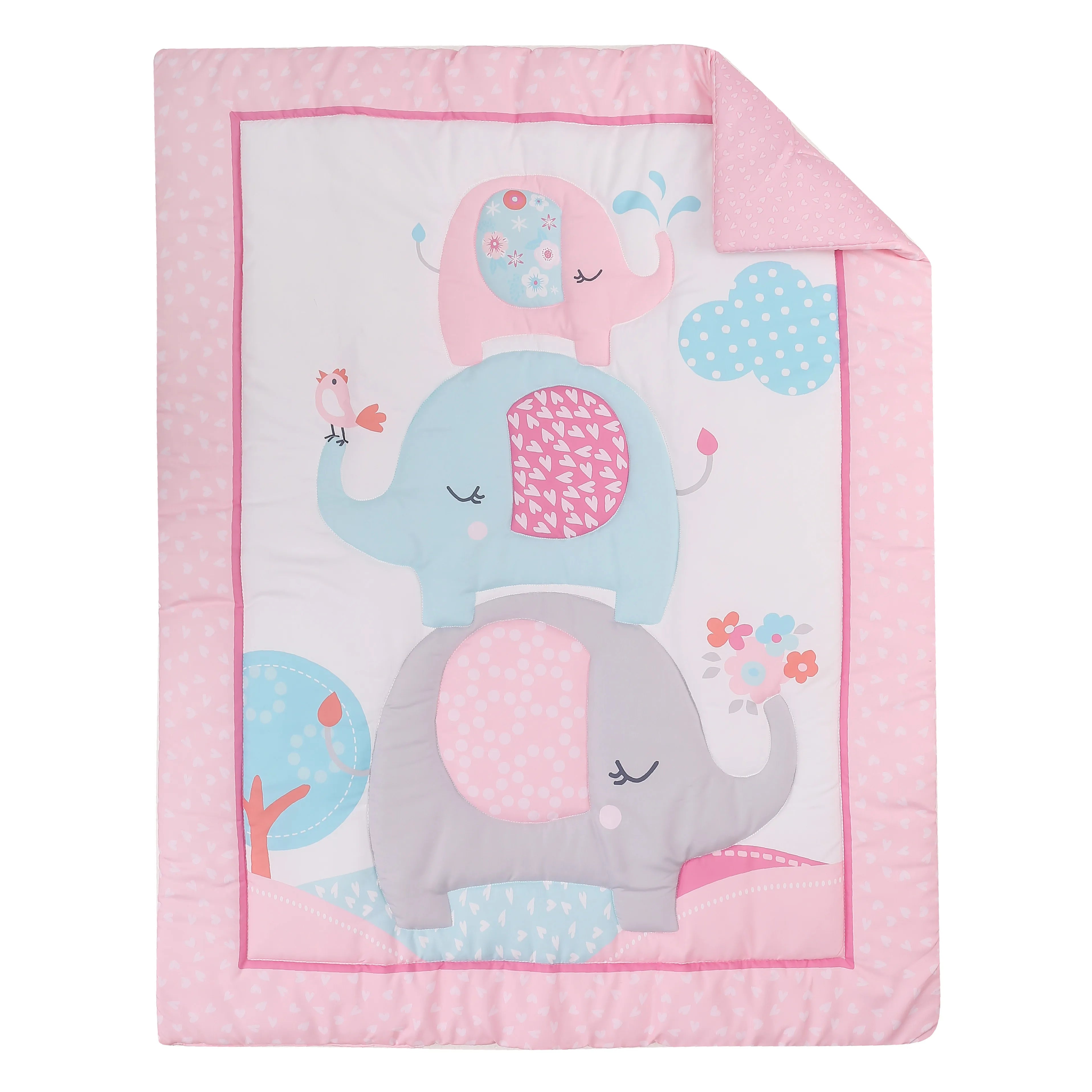 Flower Elephant Girls Bedding Set