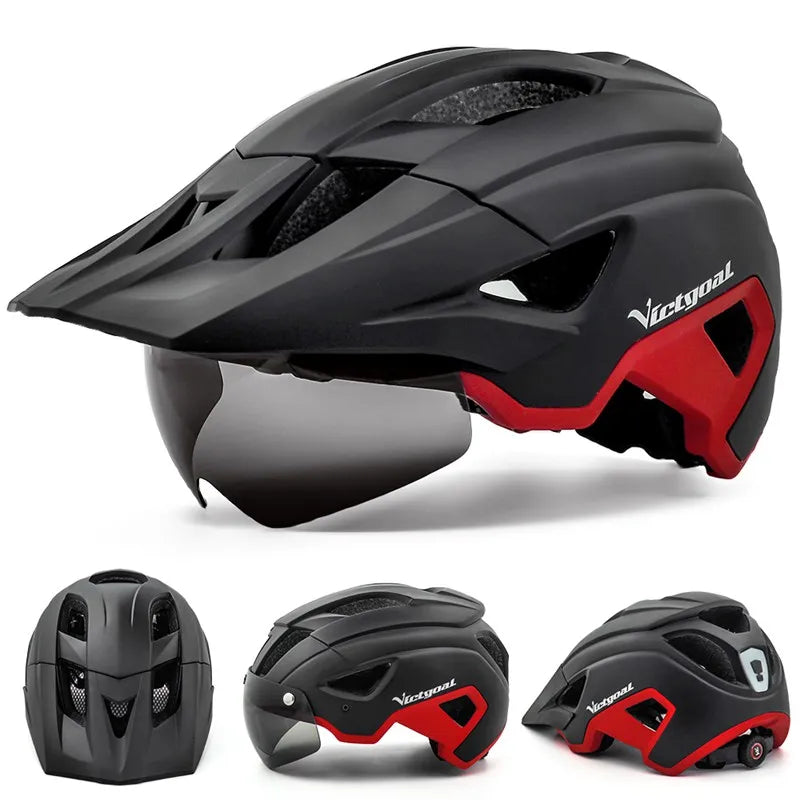 LED Bike Helmet With Sun Goggle Visor