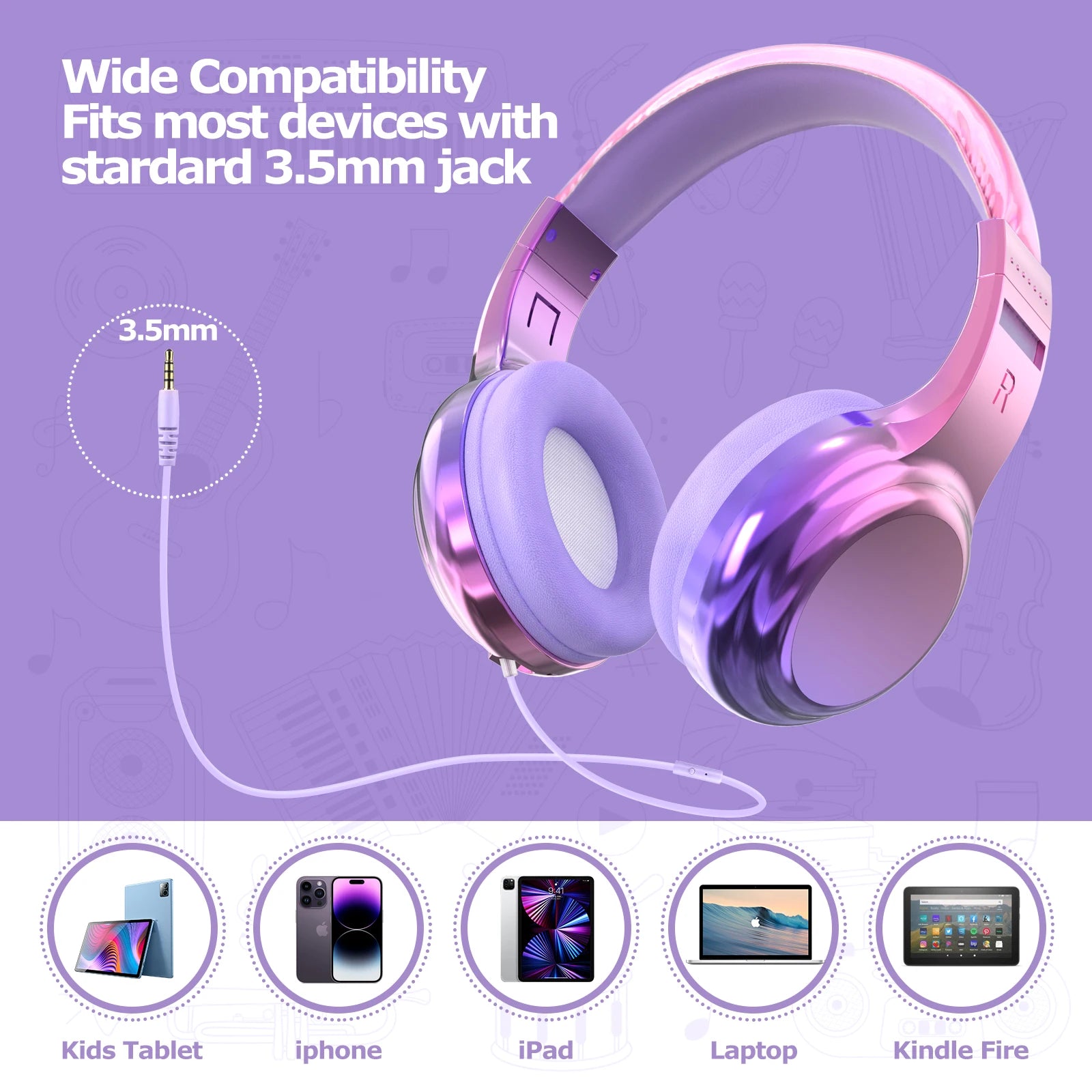 Purple Gradient Wired Earphones