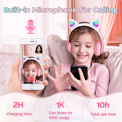 Cute Cat Glowing Headphones Bluetooth