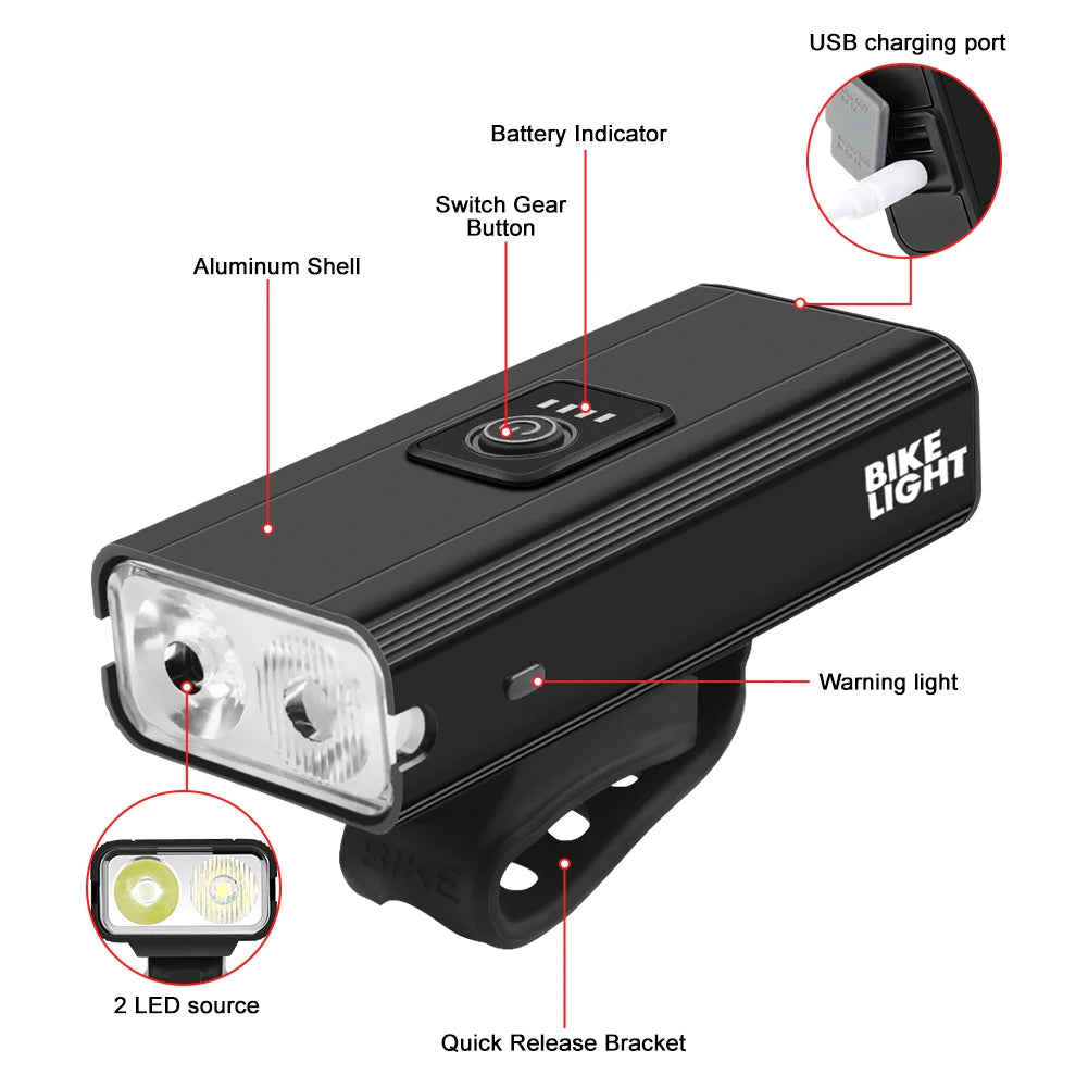 USB Rechargeable 3T6 Bicycle LED Light