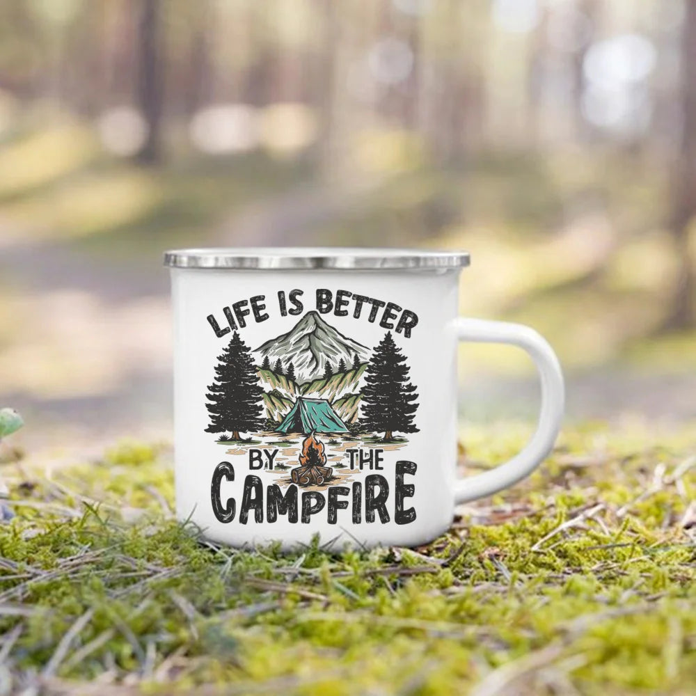 Life Is Better By The Campfire Printed Camper Mugs