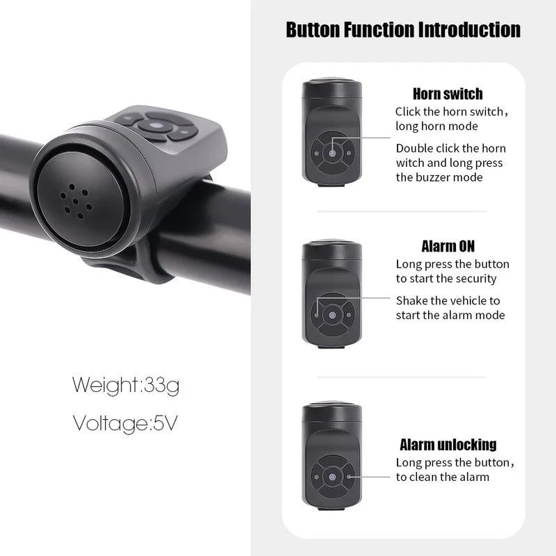 USB 4 Modes Motorcycle Electric Bell Horn