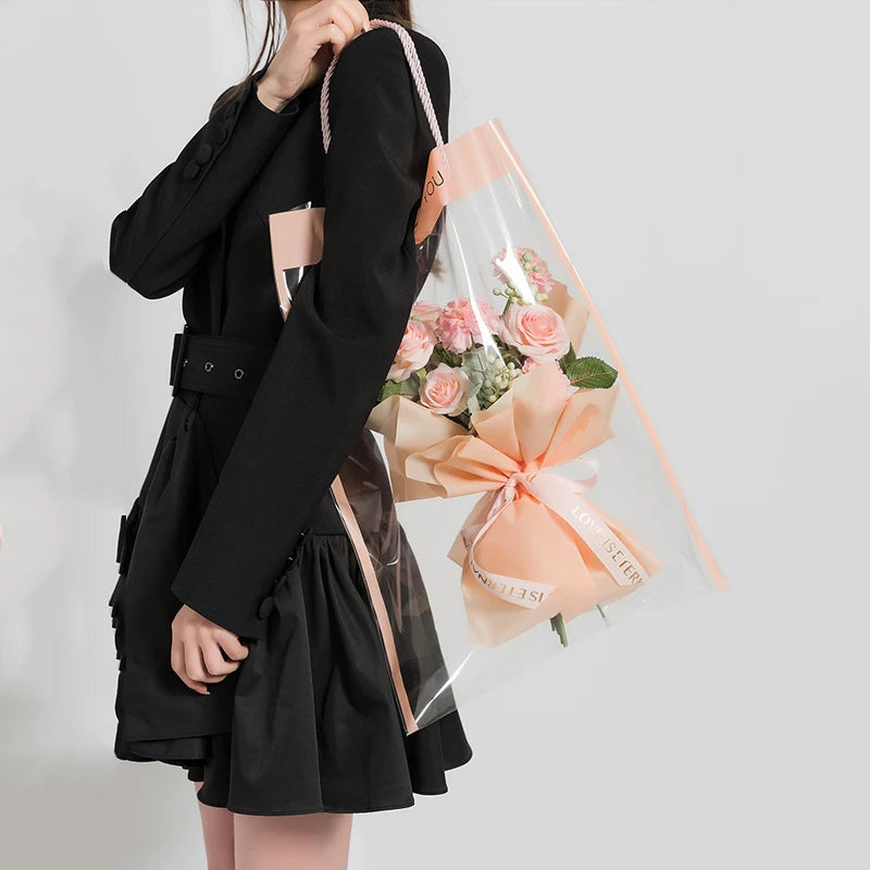 Flower Transparent PVC Wrapping Handbag