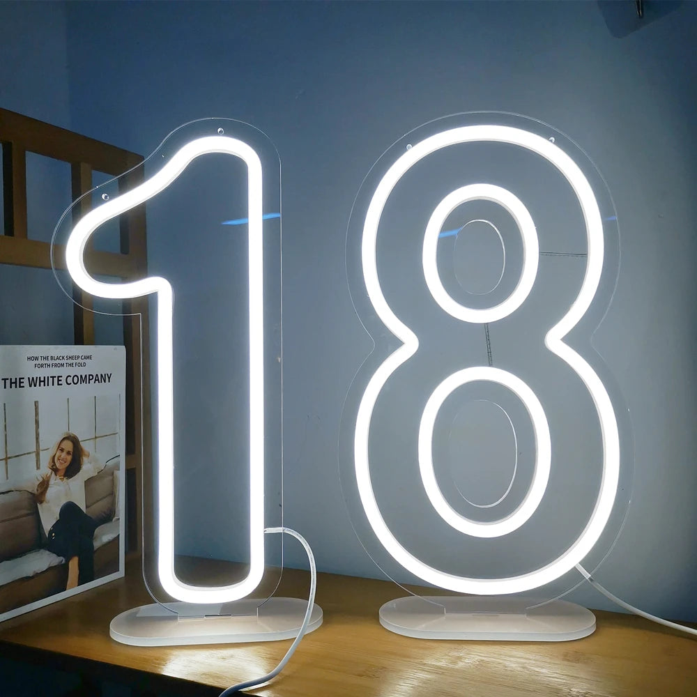 LED Neon Glowing Number