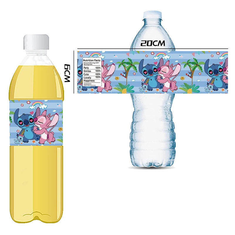 Blue Lilo Stitch Theme Party Bottle Stickers