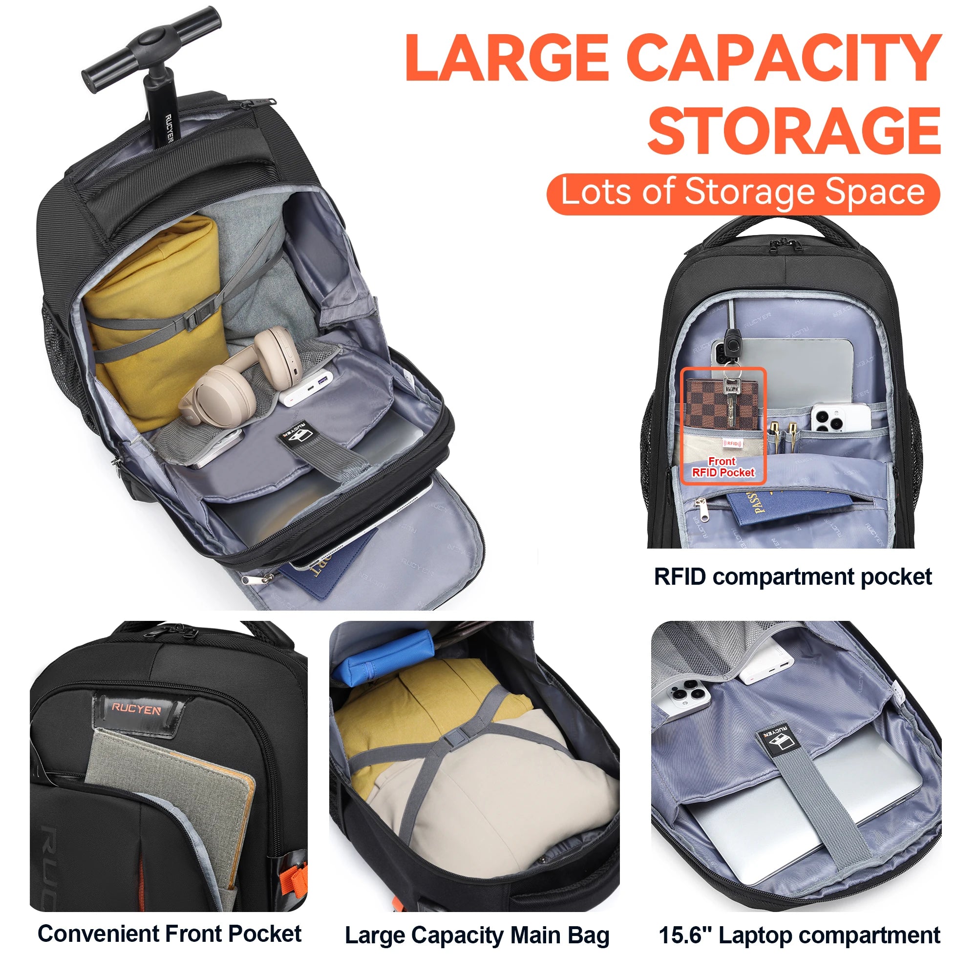 Detachable Wheels Trolley Backpack