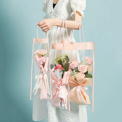 Flower Transparent PVC Wrapping Handbag