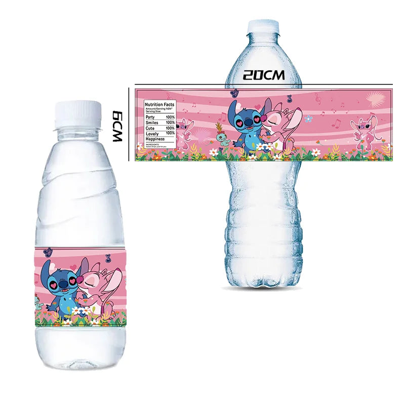 Blue Lilo Stitch Theme Party Bottle Stickers