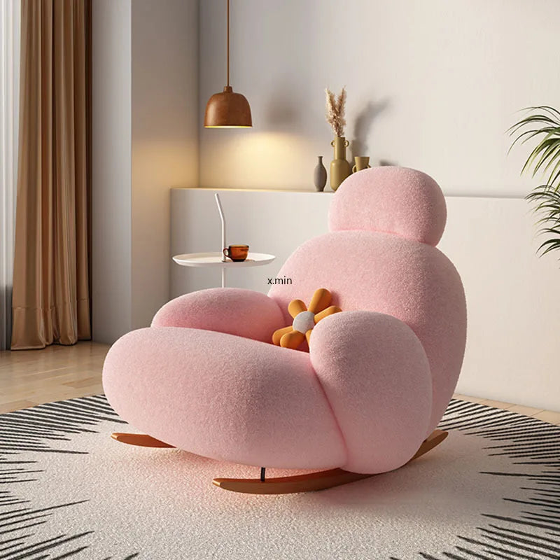 Fluffy White Living Room Chair