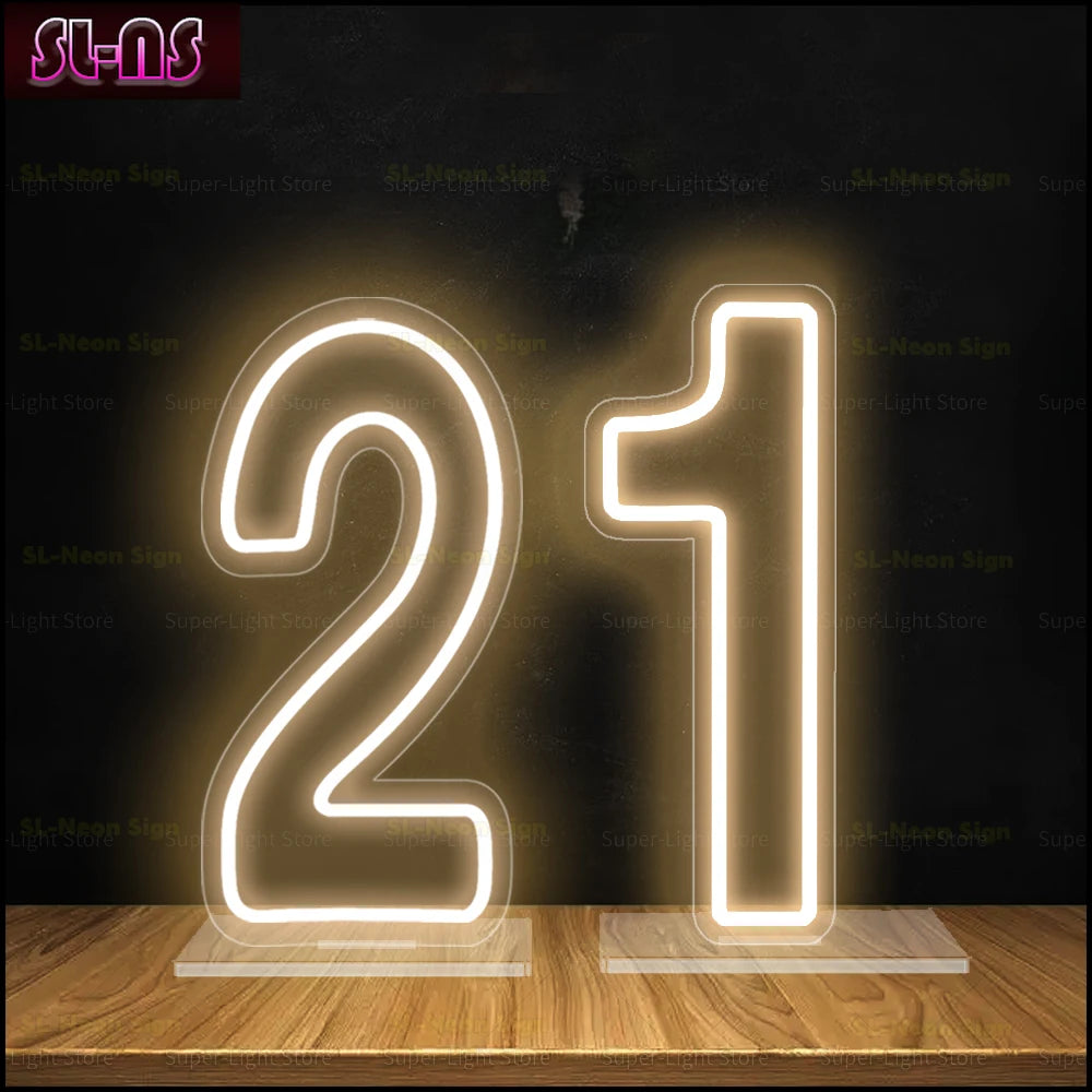 LED Number Sign With Base and Chain