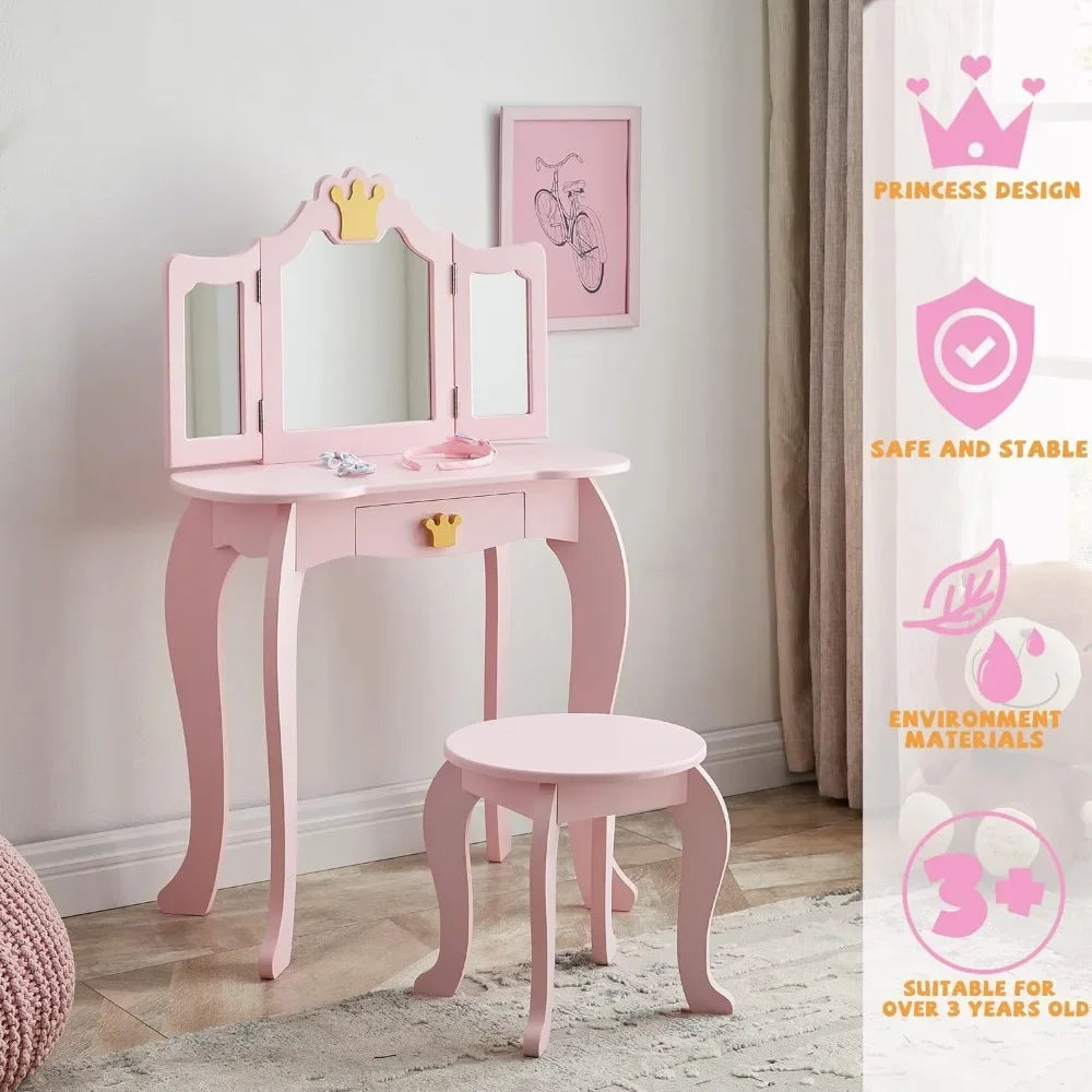 Kids Vanity Table and Chair Set