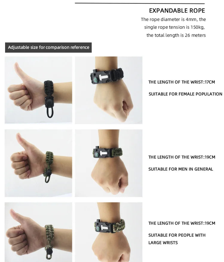 Paracord Adjustable Emergency Bracelet