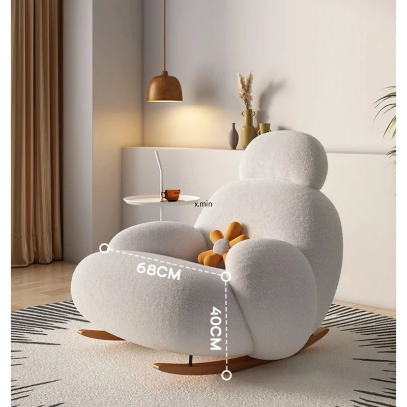 Fluffy White Living Room Chair
