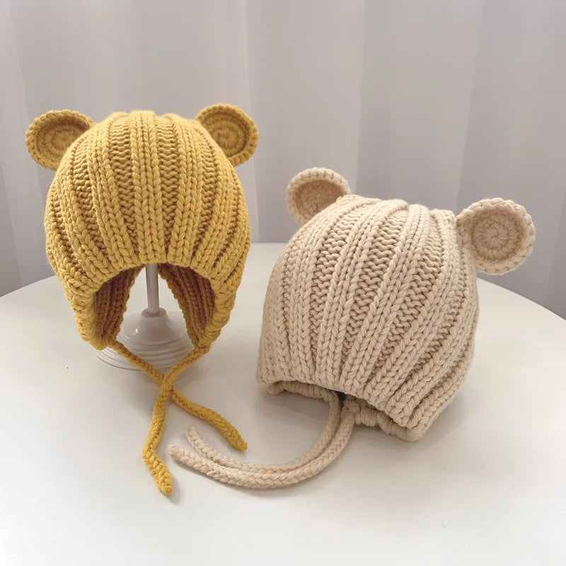 Knitted Winter Baby Bonnet Hat