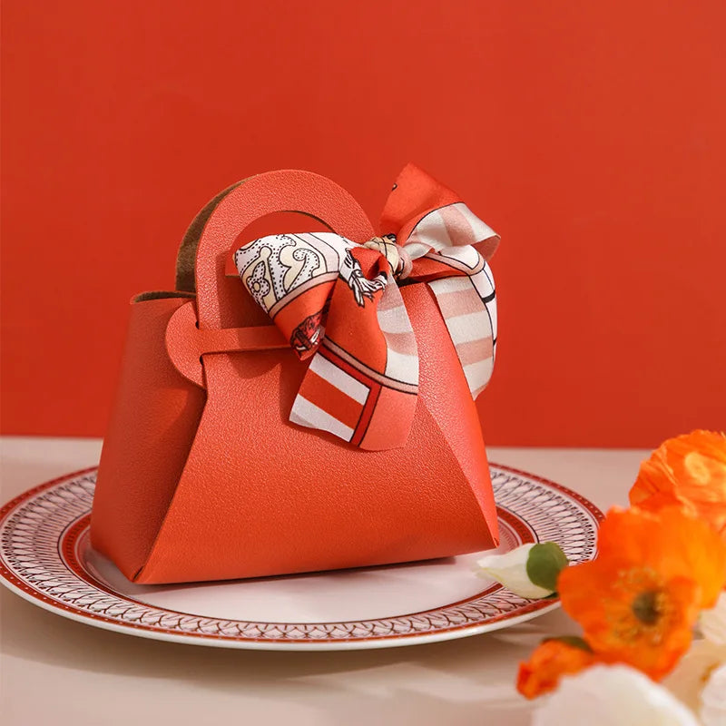 Leather Bow Ribbon Candy Bags