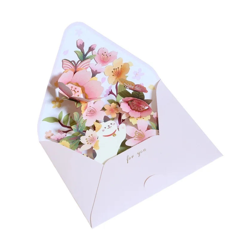 Romantic Flower 3D Pop-up Greeting Cards