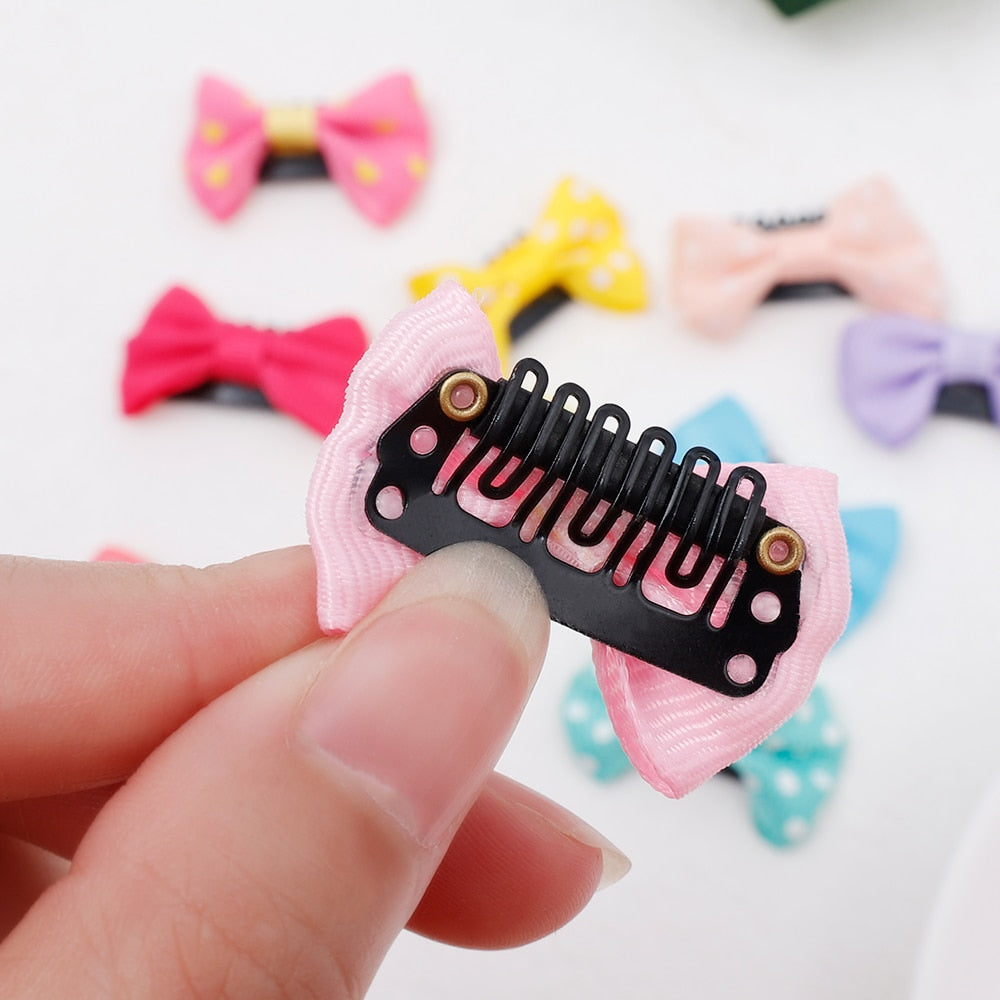 10-50Pcs/Candy Color Baby Mini Bow Hair Clips