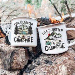 Life Is Better By The Campfire Printed Camper Mugs