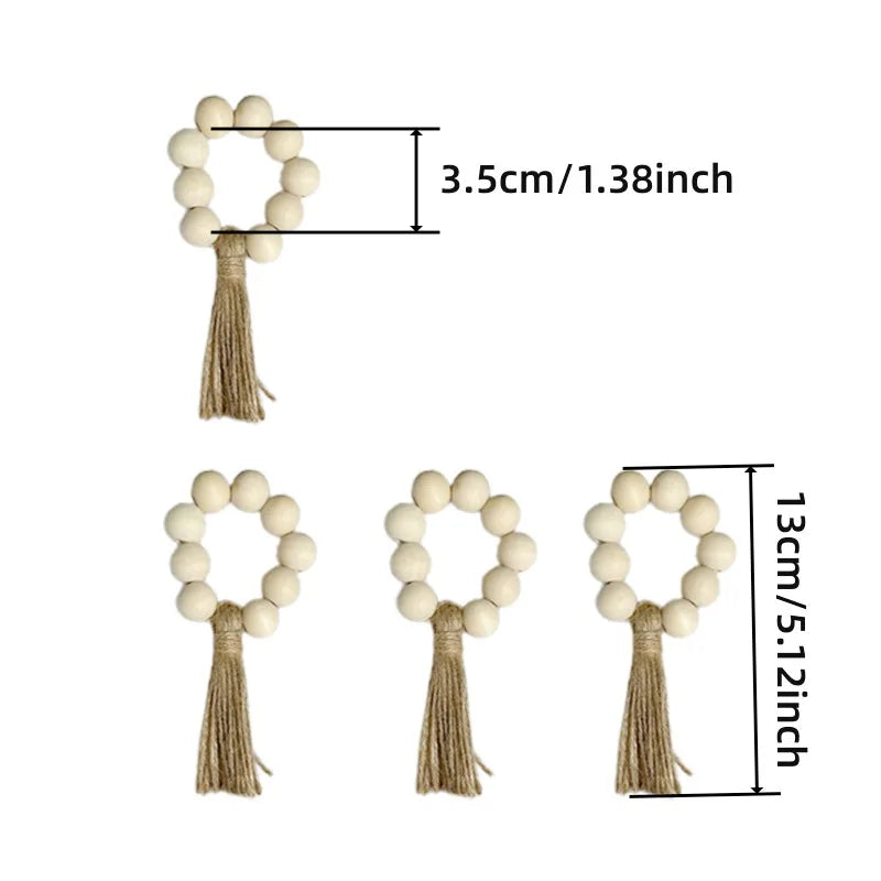 Wooden Beads Tassels Napkin Ring