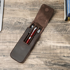 Luxury Genuine Leather 3 Slots Pen Case