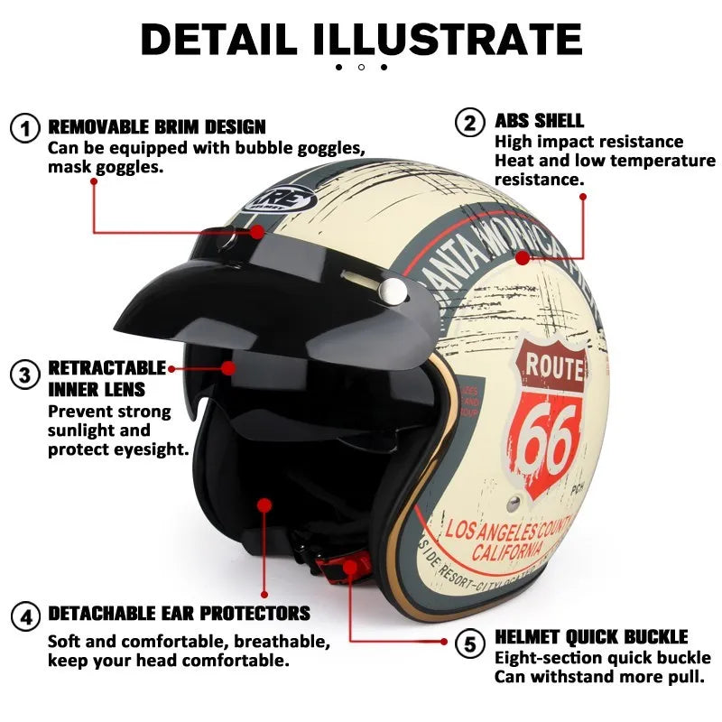 DOT Open Face Casco Moto