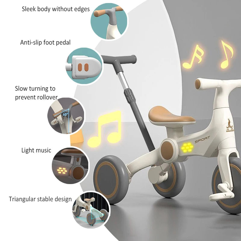 Push Handle Folding Toddler Bikes