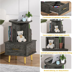 Rotating Night Stand with Bookshelf