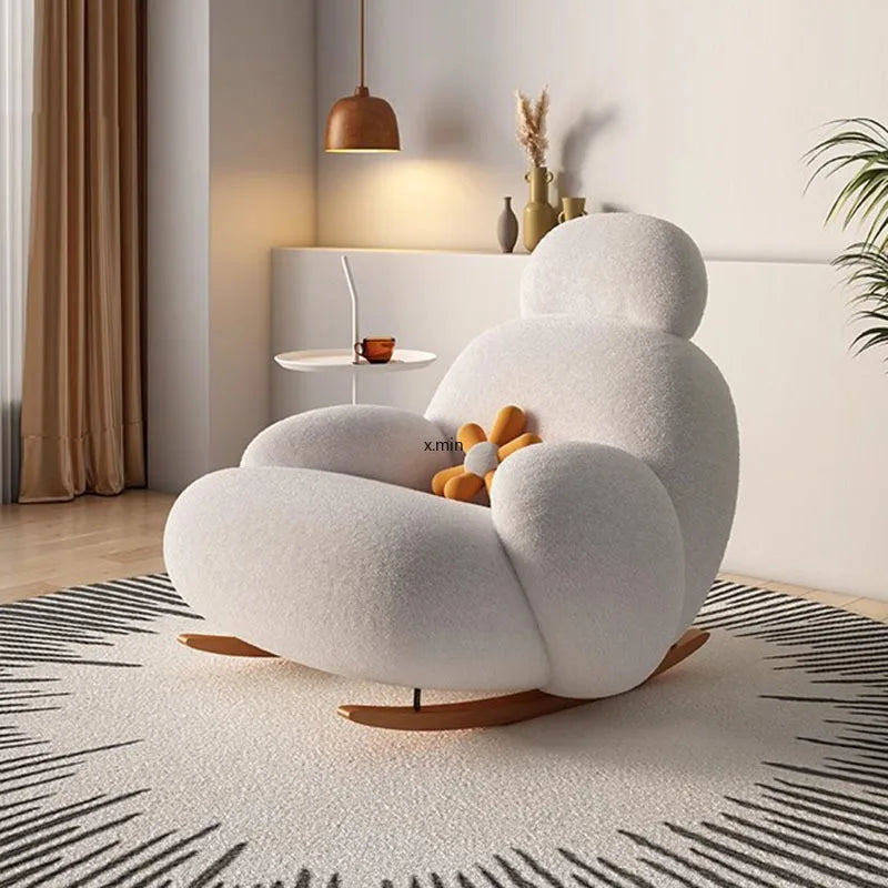 Fluffy White Living Room Chair