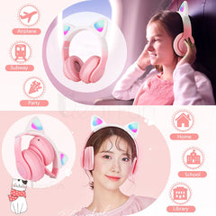 Cute Cat Glowing Headphones Bluetooth