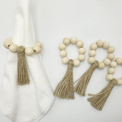 Wooden Beads Tassels Napkin Ring