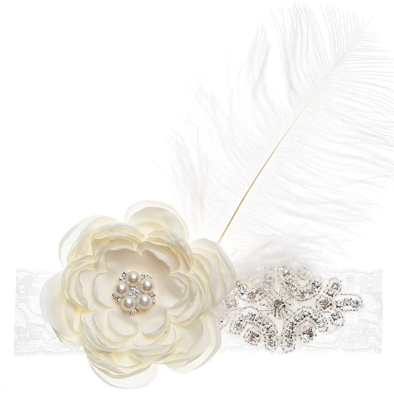 Vintage Princess Girls Feather Lace Headband