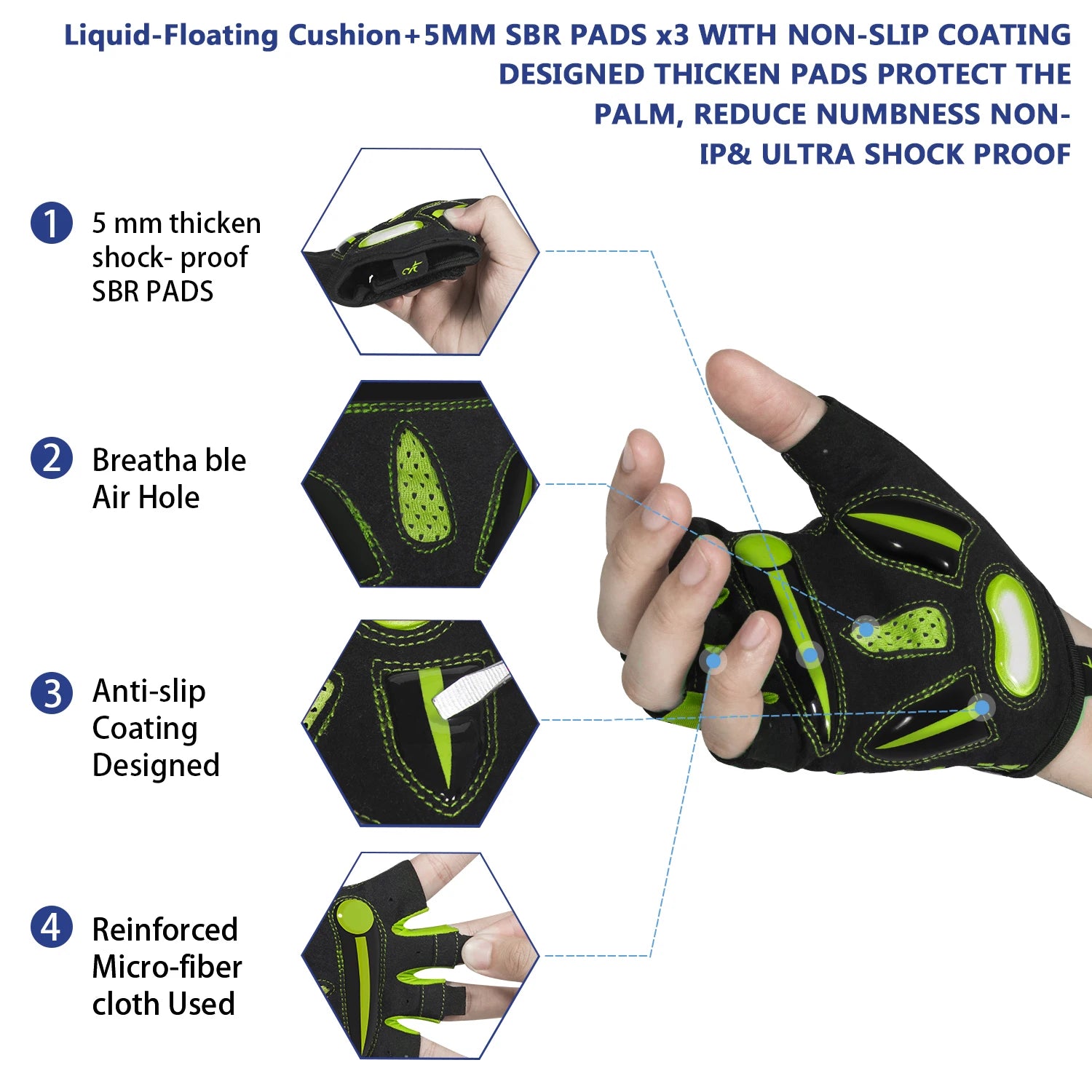 Liquid Gel Pad Bicycle Gloves