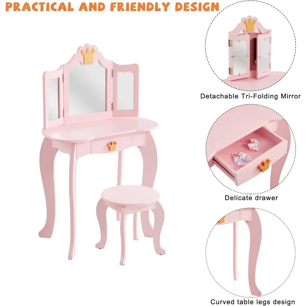 Kids Vanity Table and Chair Set