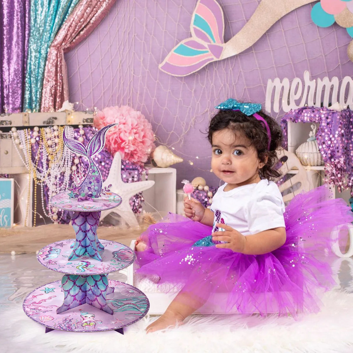 Mermaid Cake & Cupcake Stand