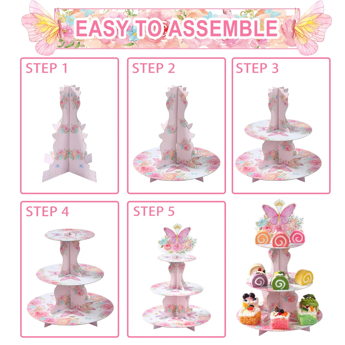Cute Pink Butterfly Cake Stand